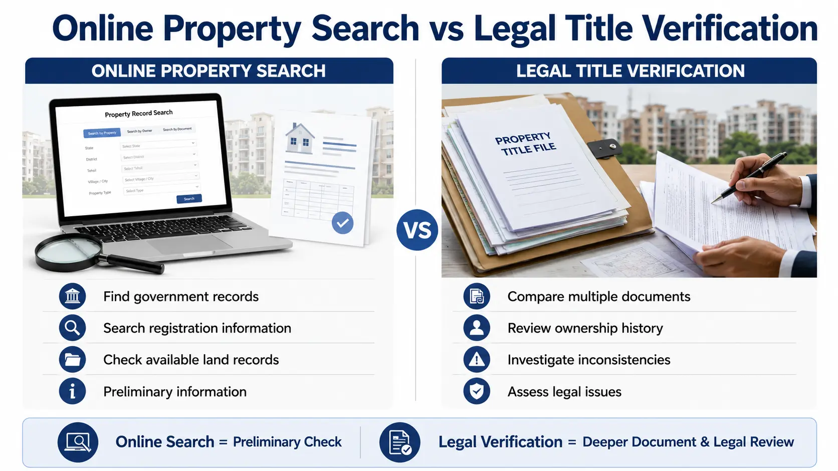 online property search vs title verification