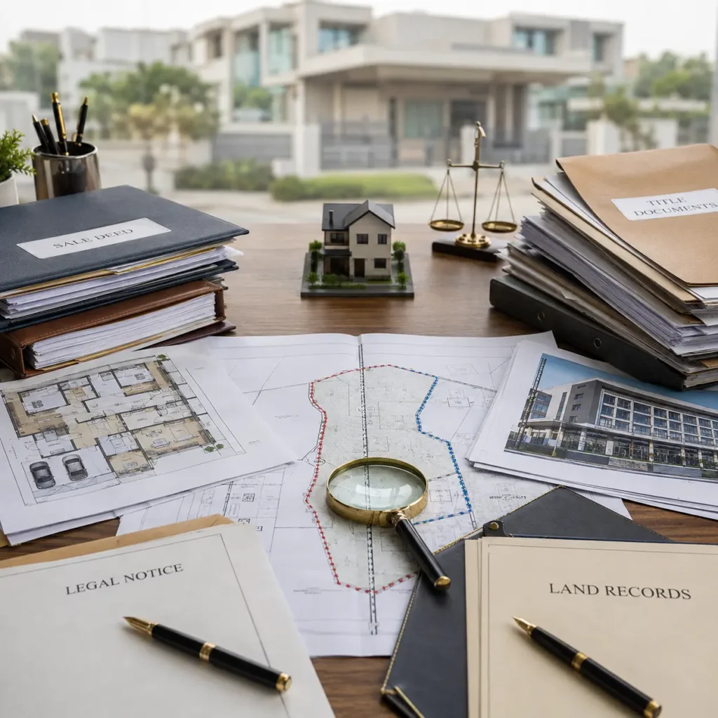 Property dispute documents involving title, possession and boundary issues